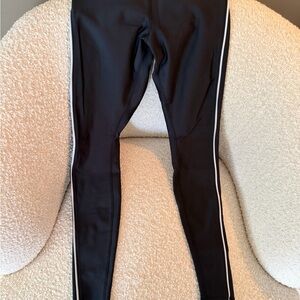 ALO Yoga Black Leggings with White Stripe